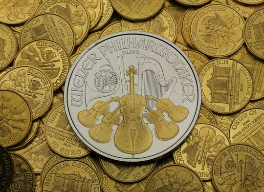 Silber Philharmoniker mit Gold manipuliert